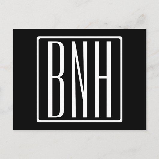 はっきりした3モダンイニシャルモノグラム |黒の上に白 ポストカード (正面)