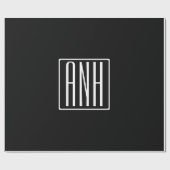 はっきりした3モダンイニシャルモノグラム |黒の上に白 ラッピングペーパー (フラット)