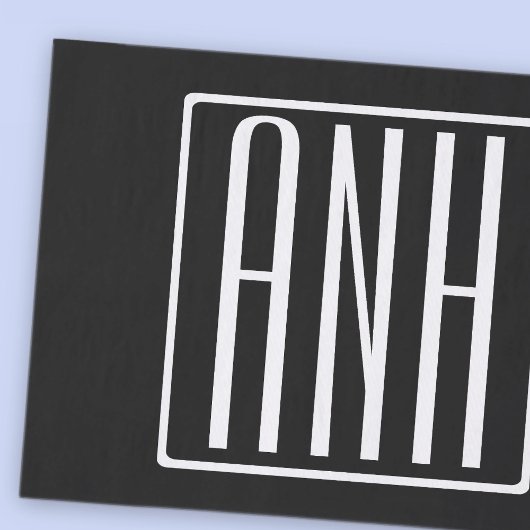 はっきりした3モダンイニシャルモノグラム |黒の上に白 薄葉紙