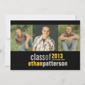 はっきりした3写真卒業パーティー発表 招待状 (正面)