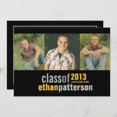 はっきりした3写真卒業パーティー発表 招待状 (正面/裏面)