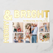 はっきりした5モダン写真と明メリーるい金ゴールド 箔シーズンカード (正面)