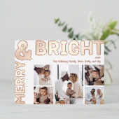 はっきりした5モダン枚の写真と明メリーるいバラ金ゴールド 箔シーズンカード (立ち正面)