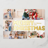 はっきりした6枚モダンの写真でクリスマスの金ゴールド 箔シーズンカード (正面)