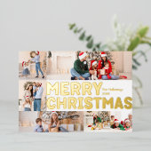 はっきりした6枚モダンの写真でクリスマスの金ゴールド 箔シーズンカード (立ち正面)