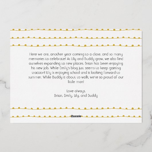 はっきりした6枚モダンの写真でクリスマスの金ゴールド 箔シーズンカード (裏面)