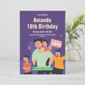 はっきりした&おもしろい家族の誕生日パーティーへの招待 招待状 (スタンド正面)