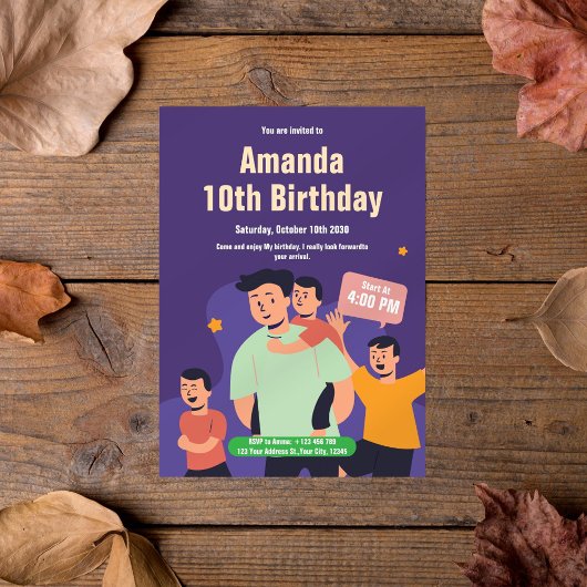 はっきりした&おもしろい家族の誕生日パーティーへの招待 招待状