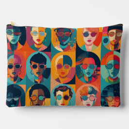 はっきりした,カラフル顔の祝個性 アクセサリーポーチ