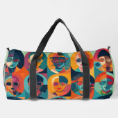 はっきりした,カラフル顔の祝個性 ダッフルバッグ (裏面)