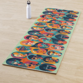 はっきりした,カラフル顔の祝個性 ヨガマット