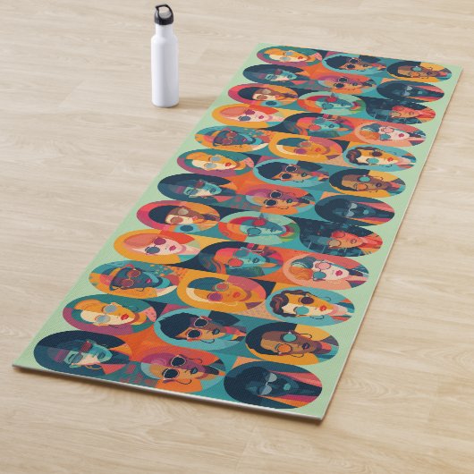 はっきりした,カラフル顔の祝個性 ヨガマット (インサイチュ)