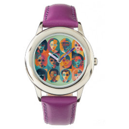 はっきりした,カラフル顔の祝個性 腕時計