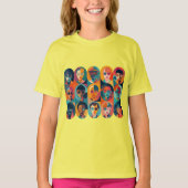 はっきりした,カラフル顔の祝個性 Tシャツ (正面)