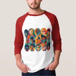 はっきりした,カラフル顔の祝個性 Tシャツ