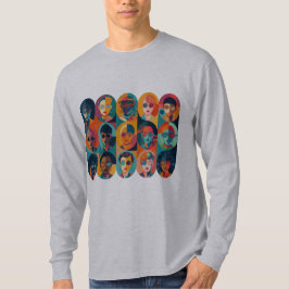 はっきりした,カラフル顔の祝個性 Tシャツ