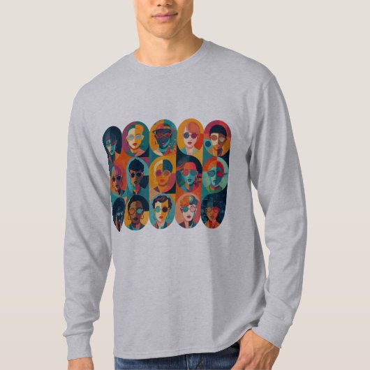 はっきりした,カラフル顔の祝個性 Tシャツ (正面)