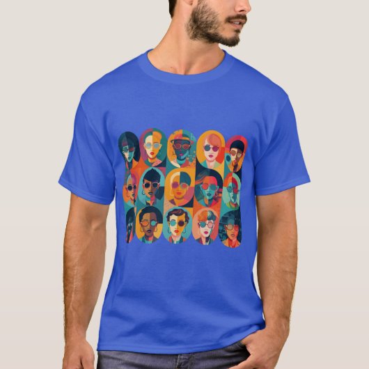 はっきりした,カラフル顔の祝個性 Tシャツ (正面)