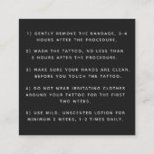 はっきりした&ゴシックタトゥーアフターケアの指示ミニマル スクエア名刺 (裏面)