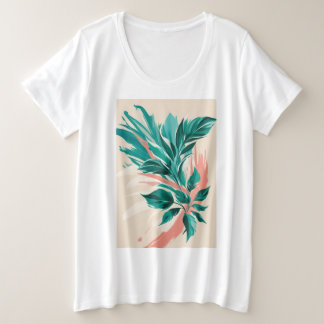 はっきりした，サイズ超過のフローラプリント プラスサイズTシャツ