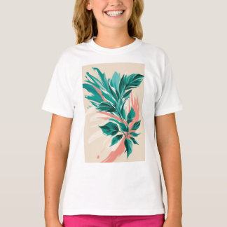 はっきりした，サイズ超過のフローラプリント Tシャツ