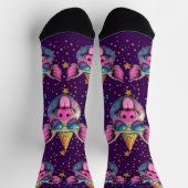 はっきりした,サングラスに明るいパーティー豚デザイン ソックス (上部)