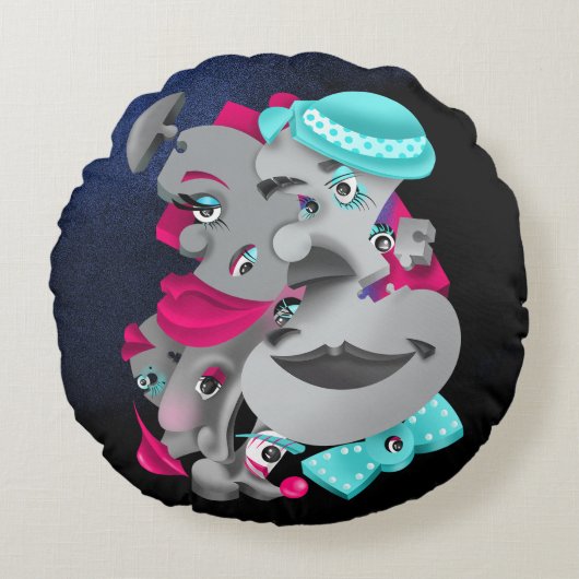 はっきりした&スキャッ芸術的タクッション ラウンドクッション (正面)