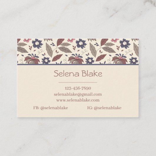 はっきりした&スタイリッシュ | シックモダンなエレガントフローラ 名刺 (裏面)