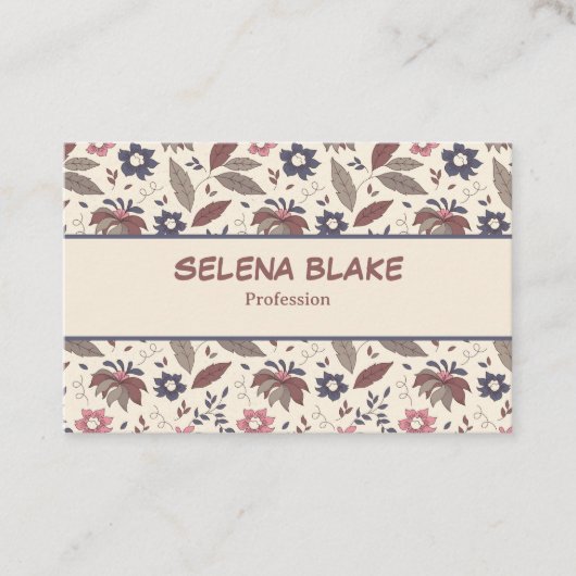 はっきりした&スタイリッシュ | シックモダンなエレガントフローラ 名刺 (正面)