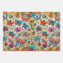 はっきりした&バお洒落バタフライガーデン ラッピングペーパーシート