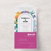 はっきりした&ブライトレインボーフローラバジェット結婚ズ オールインワン招待状 (内側)