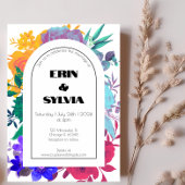 はっきりした&ブライトレインボーボタニカルワイルドフラワー結婚 招待状