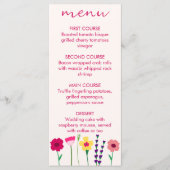 はっきりした&ブライト明るい赤紫色ピンクカラフルフローラ結婚ズ メニュー (正面)