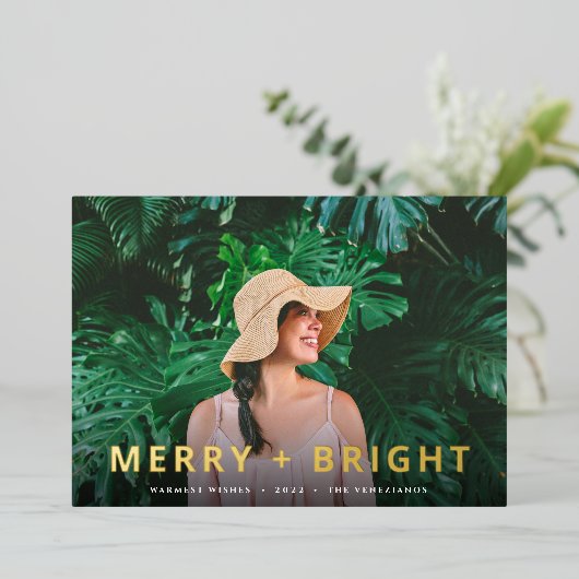 はっきりした&ブライト |フルフォトクリスマス 箔シーズンカード (立ち正面)