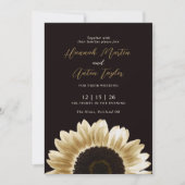 はっきりした&ブラックエレガント金ゴールドひまわり招待状 招待状 (正面)