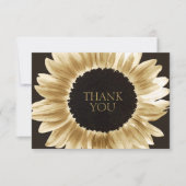 はっきりした&ブラックモダン金ゴールドひまわりサンキューカード サンキューカード (正面)
