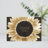 はっきりした&ブラックモダン金ゴールドひまわりサンキューカード サンキューカード (スタンド正面)