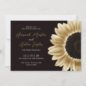 はっきりした&ブラックモダン金ゴールドひまわり招待状 招待状 (正面)