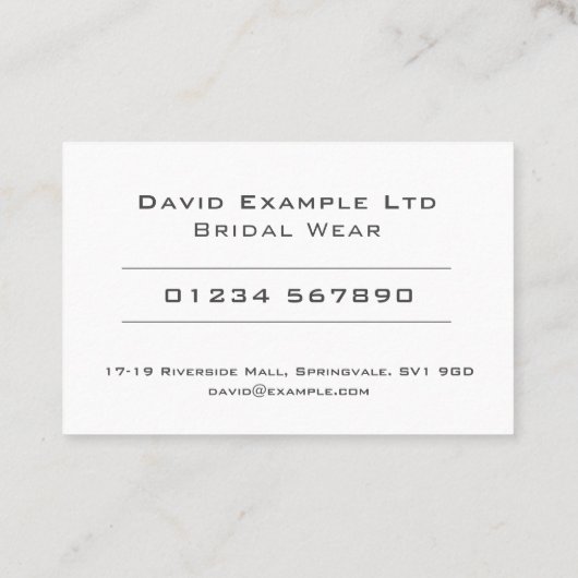 はっきりした&ブ澄んライドとブライダル衣服デザイン 名刺 (裏面)