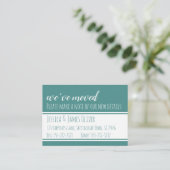 はっきりした、モダンティール（緑がかった色）と白の引っ越しました・カード 名刺 (スタンド正面)