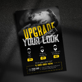 はっきりした&モダン理容師ショップ美容師口ひげ チラシ