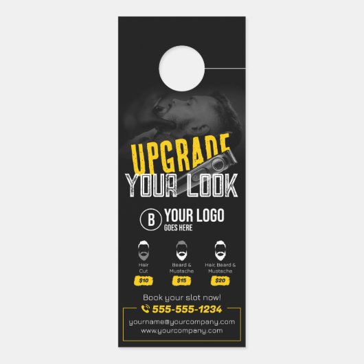 はっきりした&モダン理容師ショップ美容師口ひげ ドアノブサイン (裏面)