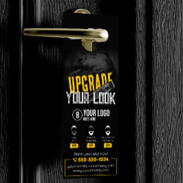 はっきりした&モダン理容師ショップ美容師口ひげ ドアノブサイン