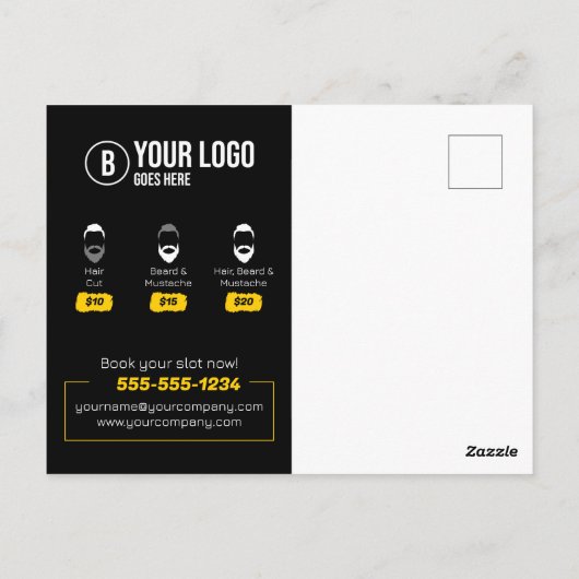 はっきりした&モダン理容師ショップ美容師口ひげ ポストカード (裏面)