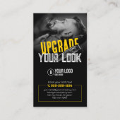 はっきりした&モダン理容師ショップ美容師口ひげ 名刺 (正面)