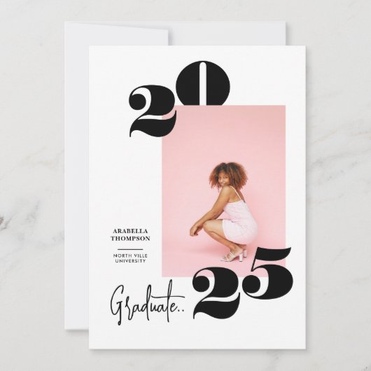 はっきりした&写真モダン卒業発表 案内状 (正面)