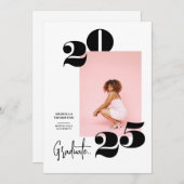 はっきりした&写真モダン卒業発表 案内状 (正面/裏面)