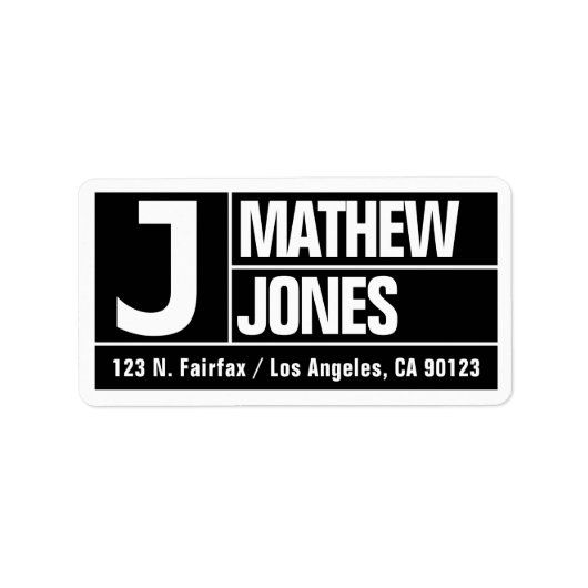 はっきりした&大モダンフォント |ブラック&ホワイト返品 ラベル (正面)