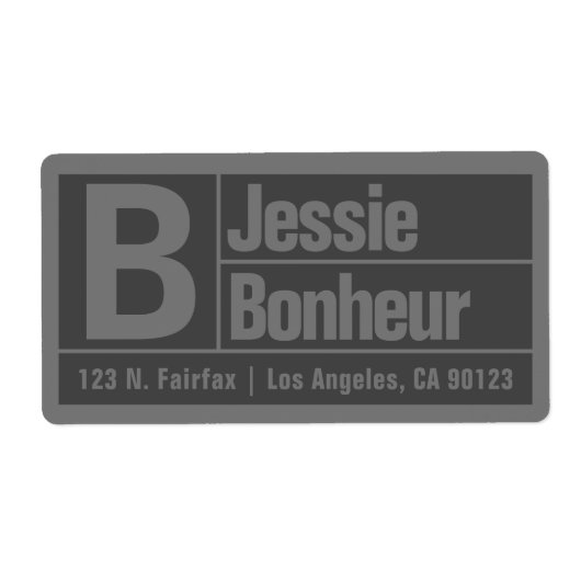 はっきりした&大モダンフォント |濃い灰色のリターン ラベル (正面)