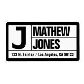 はっきりした&大モダンフォント | b&w差出人住所 ラベル (正面)